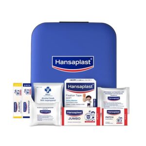 Hansaplast Fast Aid Kit | Emergency Medical Kit for Home, Office, Travel, Car, Sports, Outdoor | Multi-Use Pack for Cuts, Wounds & Injuries | Lightweight & Compact | 9 Items - 38 Pieces