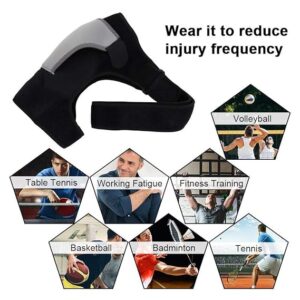 TIMA Shoulder Support Double Lock Neoprene Adjustable Stretch Strap Brace Support Medical Posture Compression Shoulder Pad, Black & Grey, Universal, 1 Unit